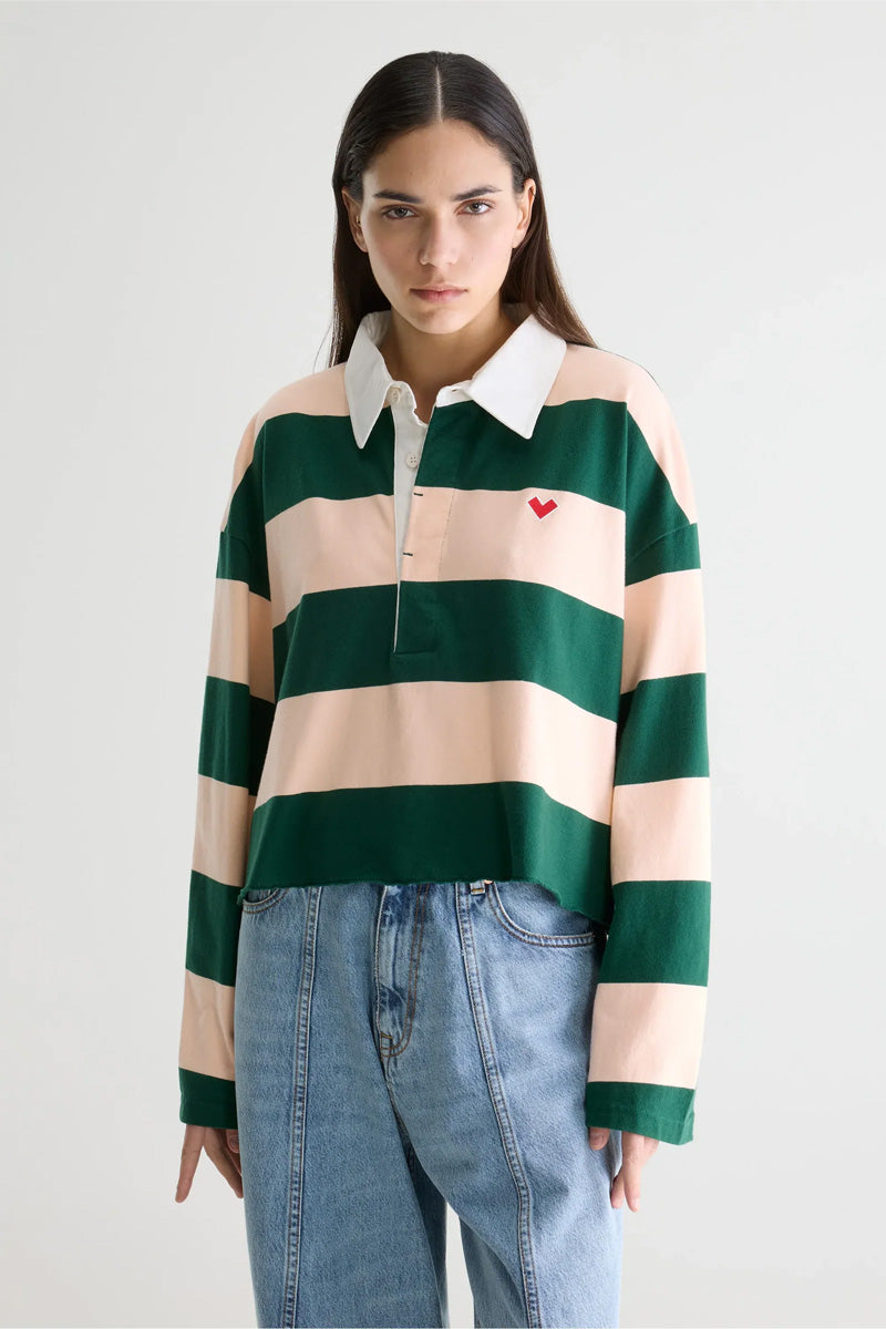 Bellerose Felito Bottle Green Stripe Polo Top