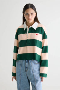 Bellerose Felito Bottle Green Stripe Polo Top