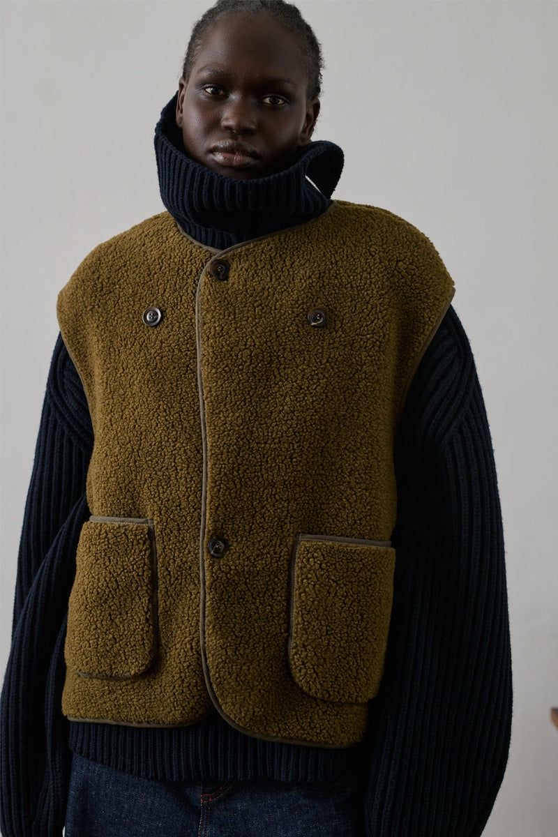 Soeur Floyd Bronze Sherpa Sleeveless Jacket - The Mercantile London