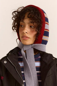 Damson Madder Grey Striped Wool Bonnet