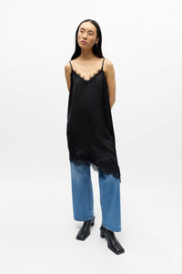 Object Naline Black Lace Slip Dress