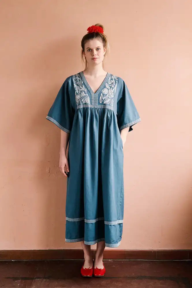 Habiba Vanessa Blue Moon Embroidered Dress