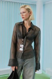 Dr Denim Mila Grey Sheer Shirt