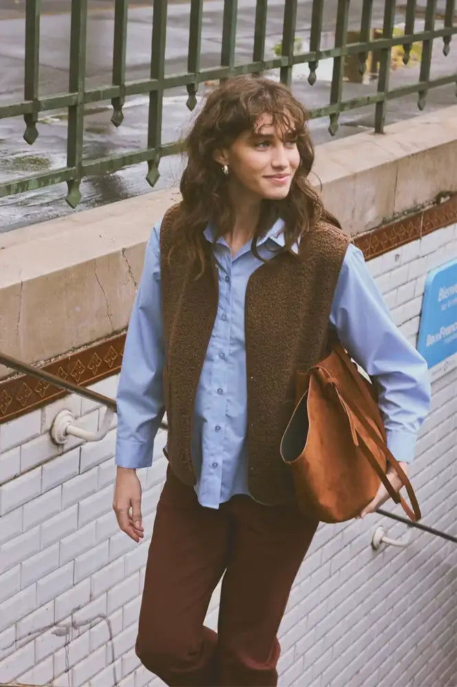 Fransa Gwynne Rain Drum Brown Waistcoat