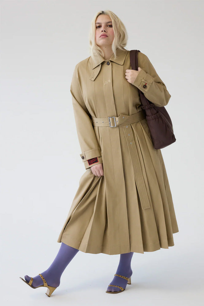 Damson Madder Sofia Stone Pleated Trench Coat