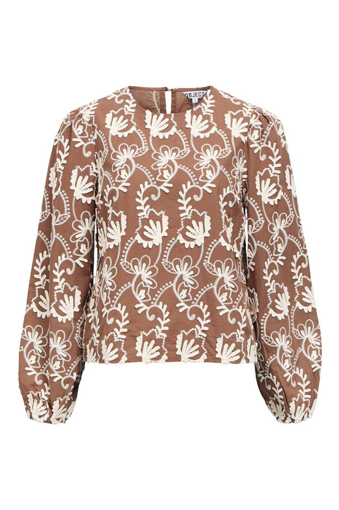 Object Mya Brown Floral Long Sleeve Blouse - The Mercantile London
