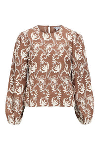 Object Mya Brown Floral Long Sleeve Blouse - The Mercantile London
