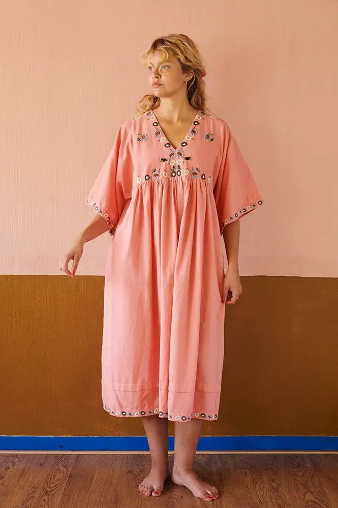 Habiba Flora Berry Embroidered Dress