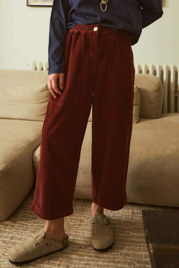 L.F. Markey Beckett Oxblood Cropped Corduroy Trousers