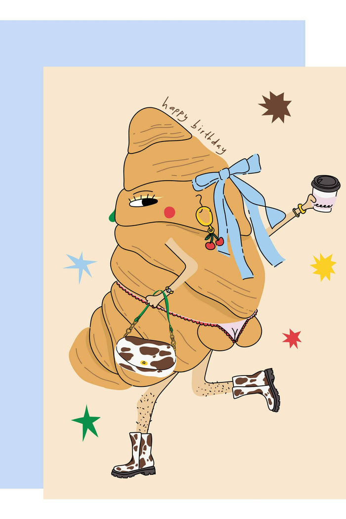 Eat The Moon Croissant In Boots Card - The Mercantile London