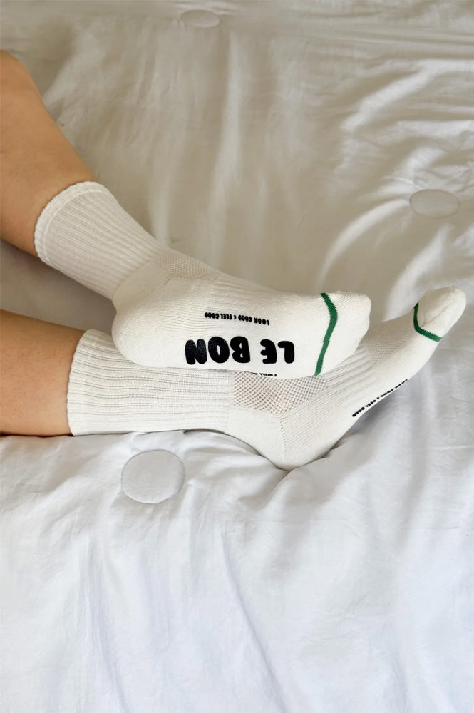 Le Bon Shoppe Hugger White Black Socks - The Mercantile London