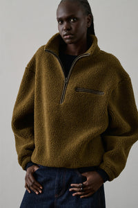 Soeur Finlande Bronze And Khaki Sherpa Sweatshirt - The Mercantile London