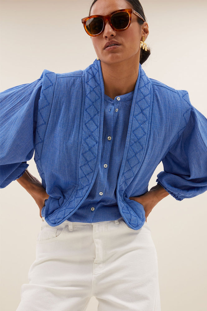 By-Bar Isla Sapphire Blue Athia Gilet - The Mercantile London