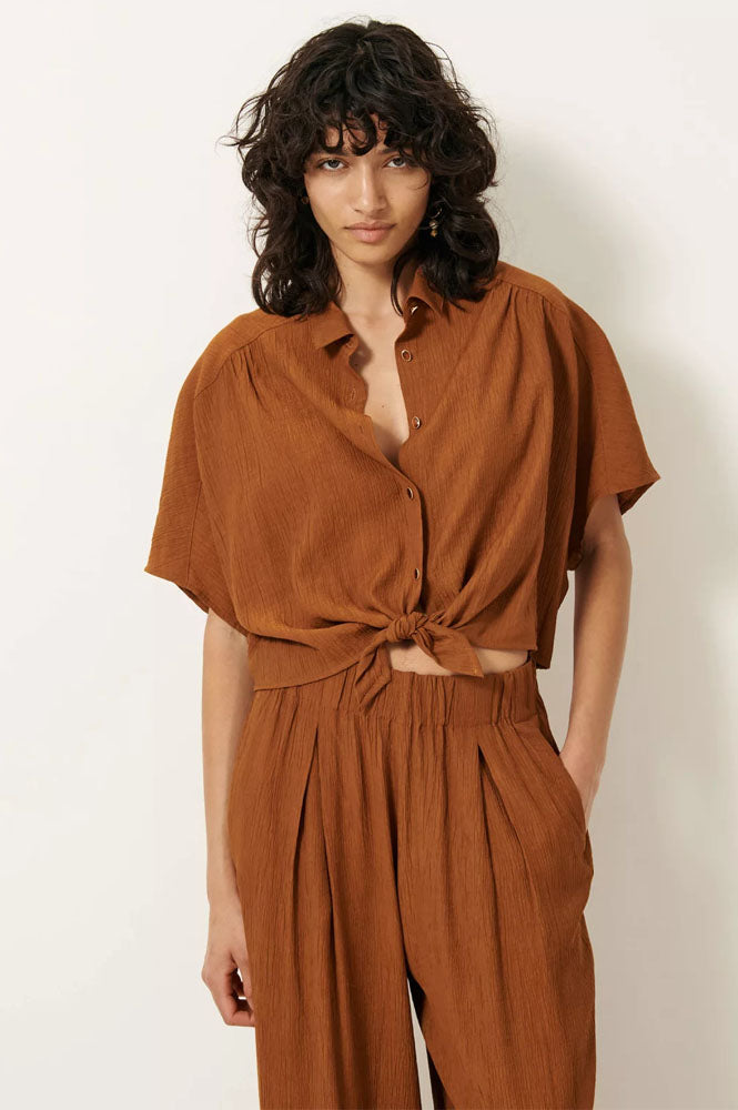 Sessùn Alfassa Caramel Tie Shirt - The Mercantile London