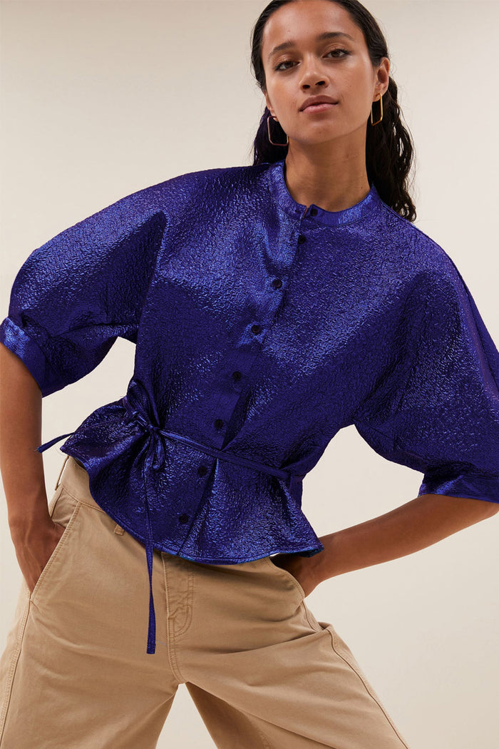 By-Bar Christi Azul Blue Metallic Blouse