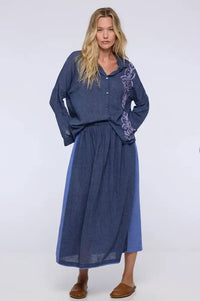 Charlie Joe Shek Navy Two Tone Skirt - The Mercantile London