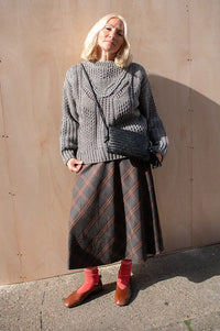 Petite Mendigote Lena Grey Checked Skirt