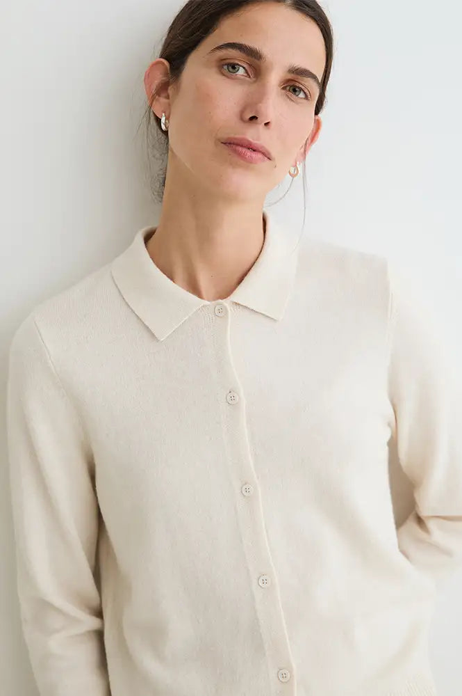 Yerse Ecru Long Sleeve Cardigan