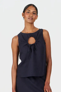 Komodo Zizi Navy Tencel Linen Top - The Mercantile London