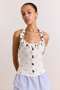Damson Madder Zazie Polka Dot Jersey Halter Top
