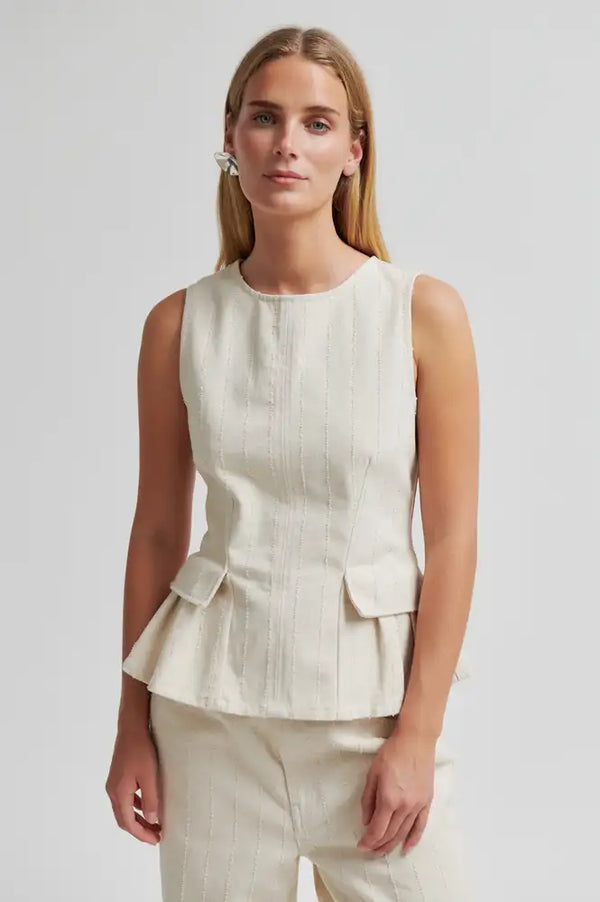 Second Female Roselia Eggnog Peplum Top - The Mercantile London