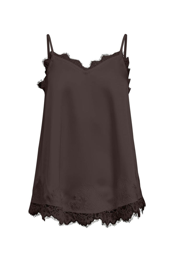 Object Naline Seal Brown Lace Slip Top