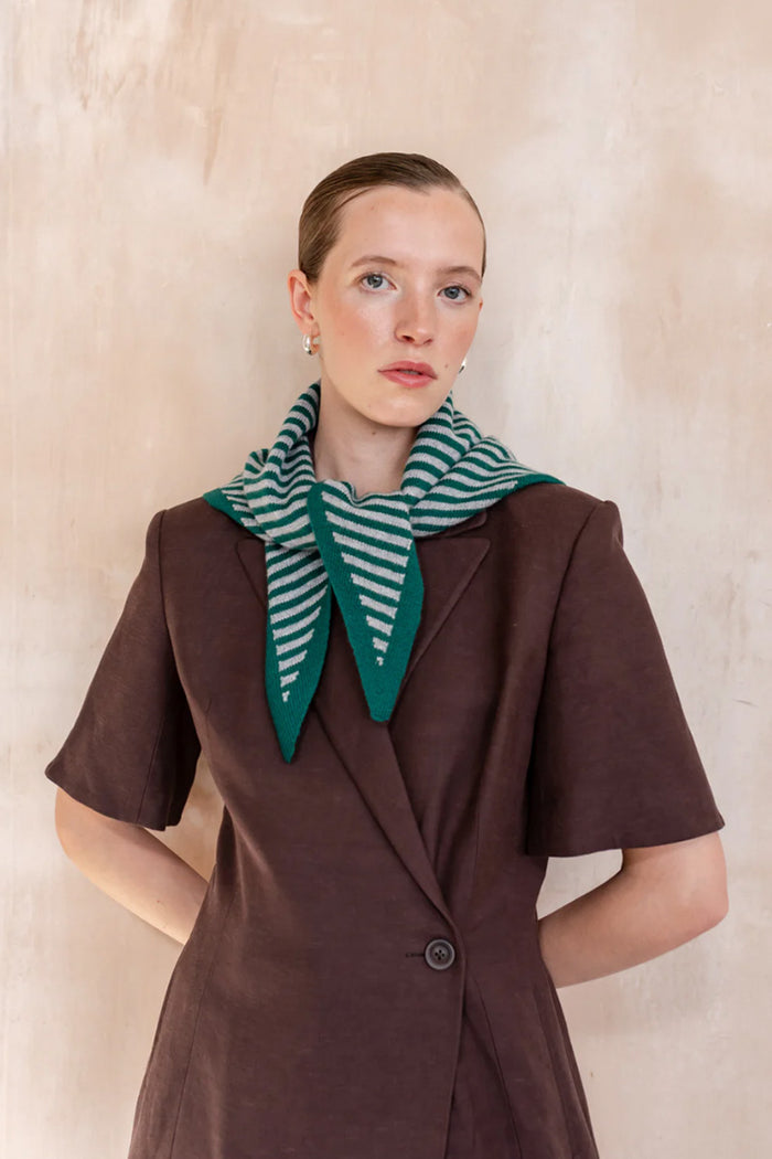 TBCo Green & Charcoal Stripe Triangle Scarf