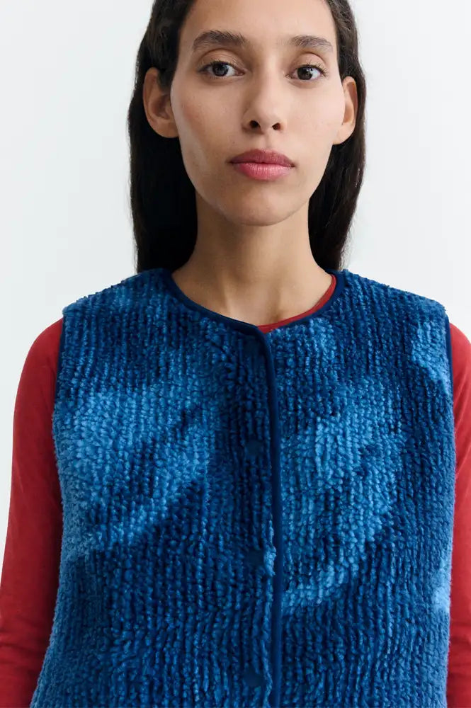 Thinking Mu Jay Blue Lotus Jacquard Vest - The Mercantile London