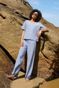 ICHI Jilma Sodalite Blue Gingham Blouse - The Mercantile London