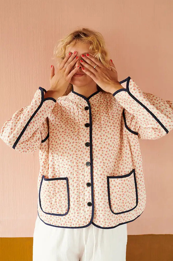 Habiba New Dawn Berry Floral Quilted Jacket