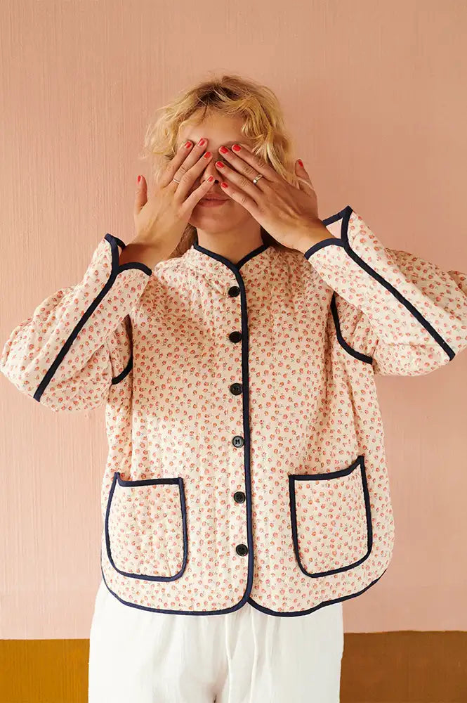 Habiba New Dawn Berry Floral Quilted Jacket