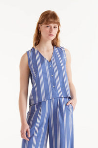 Compania Fantastica Blue Stripe Button Up Top - The Mercantile London