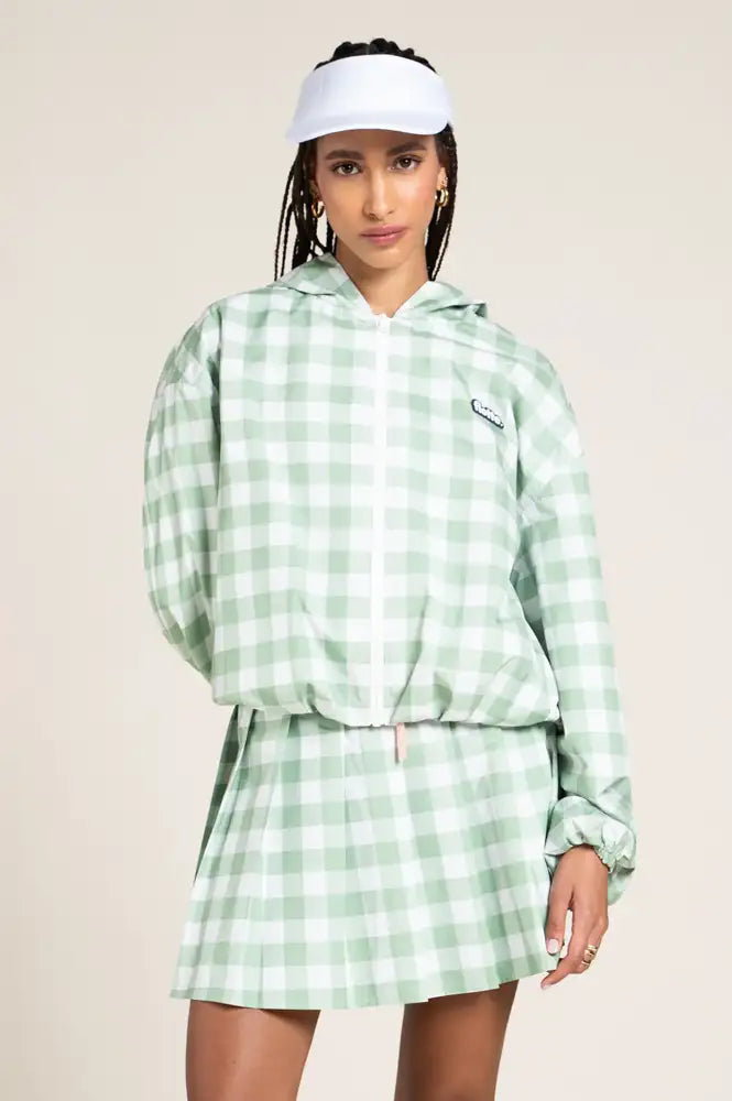 Flotte Darius Vichy Vert Gingham Waterproof Bomber Jacket - The Mercantile London