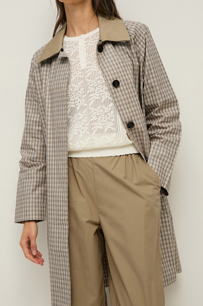 Yerse Check Water Repellent Trench Coat - The Mercantile London