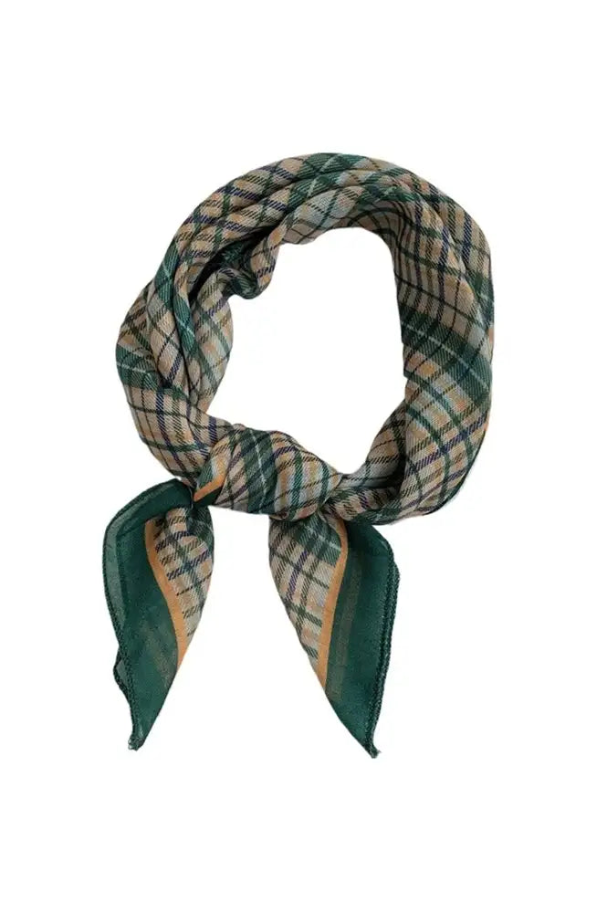 Funkyrel Classic Vintage Green Checked Scarf
