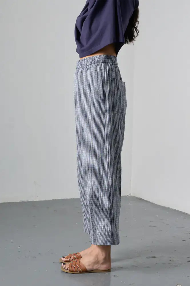 Bibico Clara Navy Check Trousers - The Mercantile London