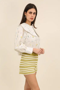 Daphne Marilyn Striped Green Knit Shorts