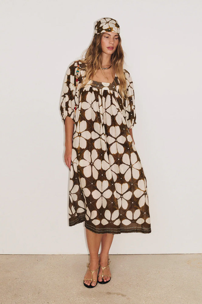 Stella Forest Lotus Brown Print Dress - The Mercantile London