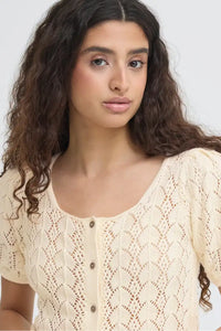 ICHI Daffie Birch Open Knit Cardigan - The Mercantile London