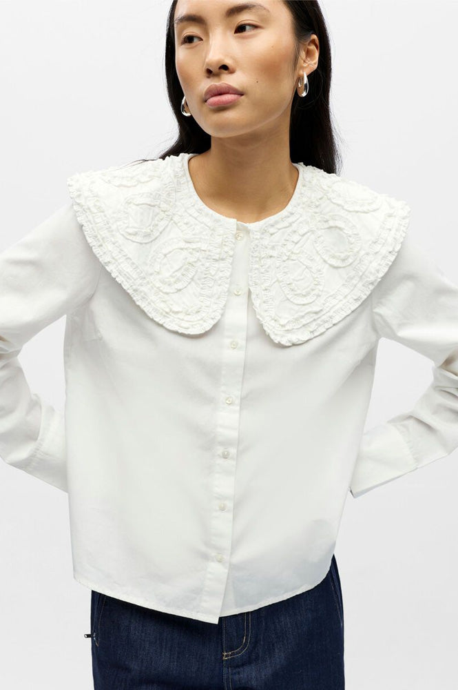 Object Enesa Cloud Dancer Shirt With Oversized Collar - The Mercantile London