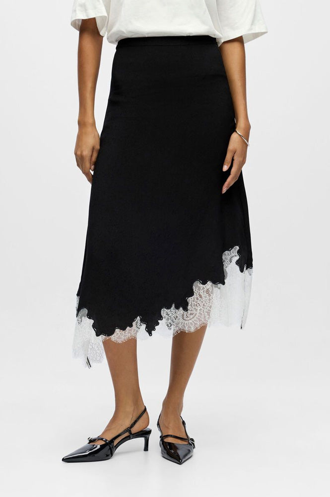 Object Dalme Black and White Lace Skirt - The Mercantile London