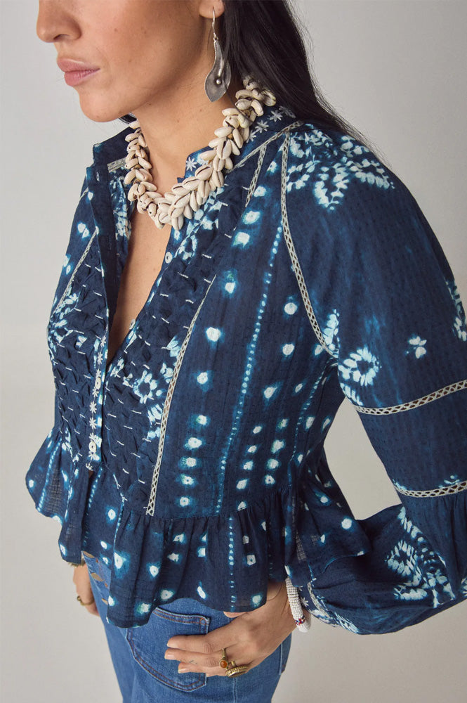 Maison Hotel Sora Shibori Ink Blouse - The Mercantile London