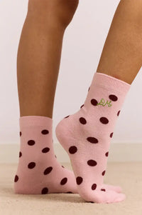 Damson Madder Pink & Burgundy Spotty Twin Pack Socks