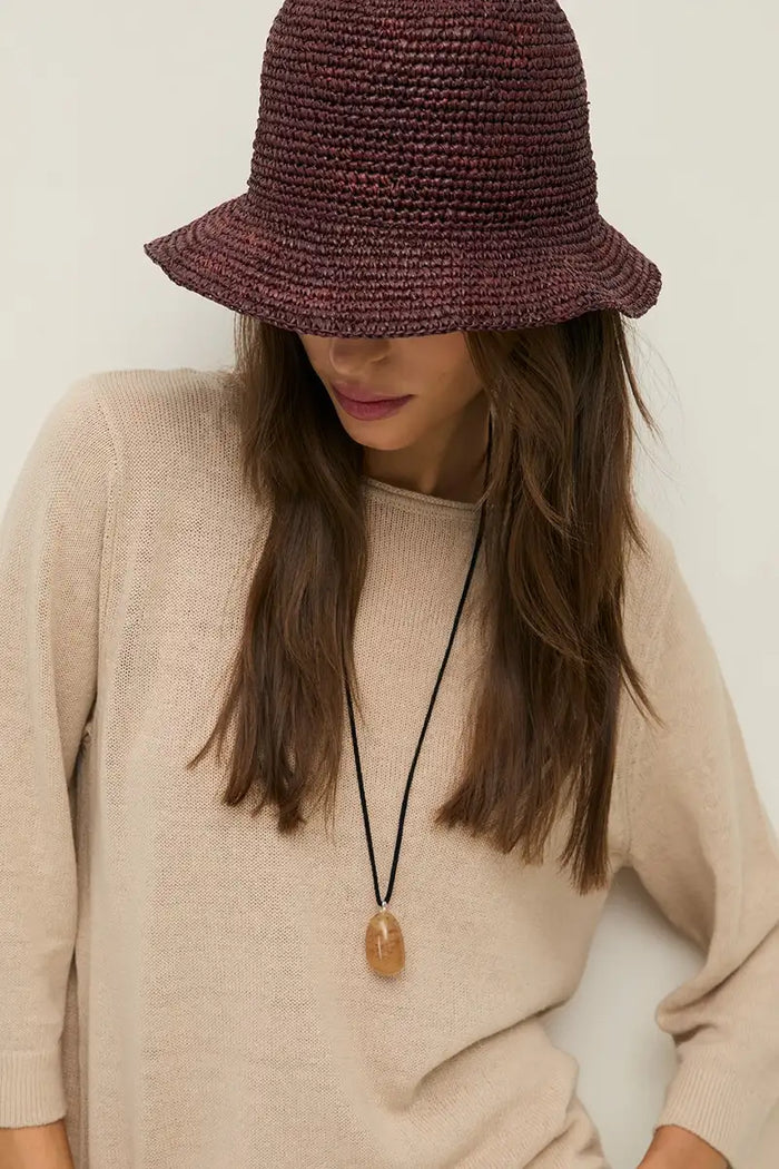 Yerse Raffia Chocolate Hat - The Mercantile London