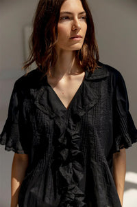 Project AJ117 Gail Black Pintuck Blouse - The Mercantile London