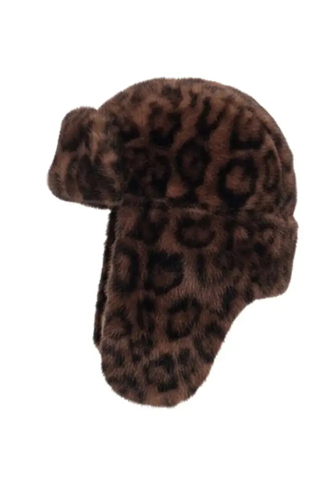 Nooki Billie Chocolate Leopard Faux Fur Trapper Hat - The Mercantile London