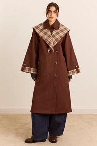 Damson Madder Jerry Chocolate Reversible Trench