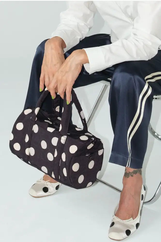 Baggu Duffle Black & Cream Polka Dot Bag - The Mercantile London