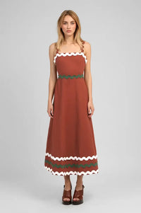 An'ge Ovalentin Brown Ric Rac Dress