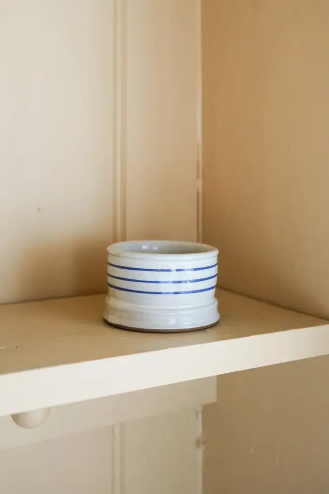 Hand Painted Breton Stripe Ink Tea Light - The Mercantile London